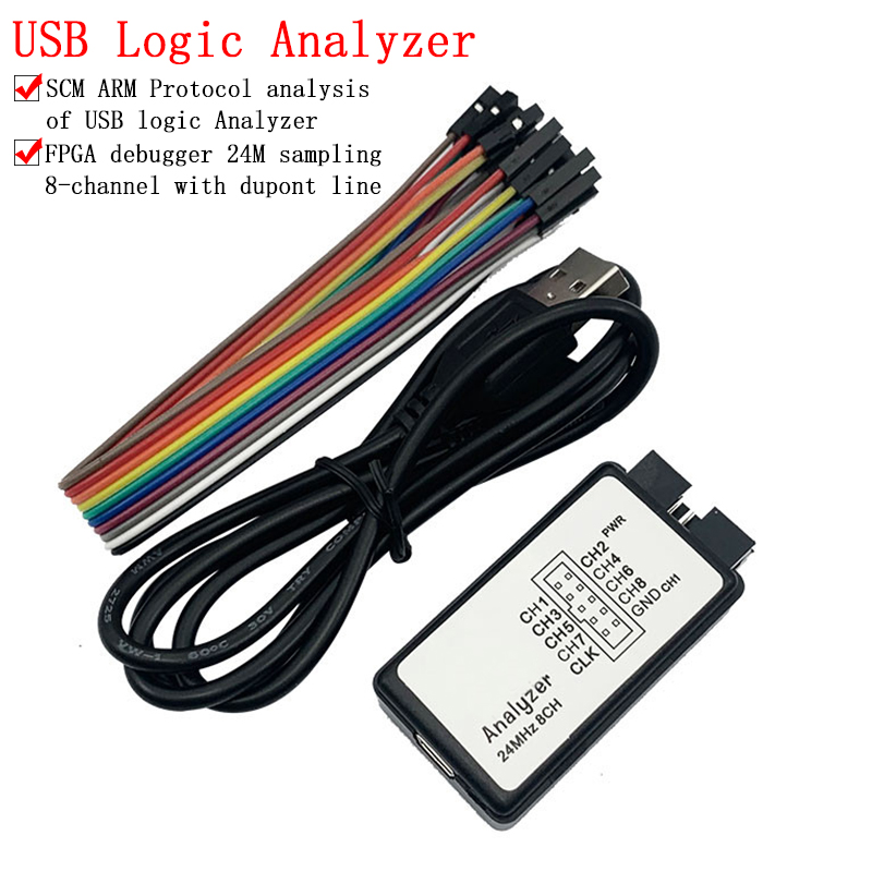 Logic Analyzer Usb - Analizador lógico USB, 24MHz, 8 canales,
